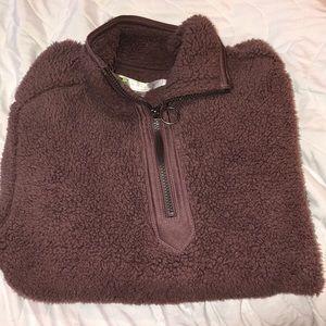Mauve Sherpa pullover sweater
